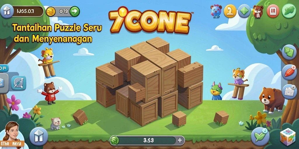 Screenshot gameplay 7CONE menampilkan tantangan puzzle yang menarik.