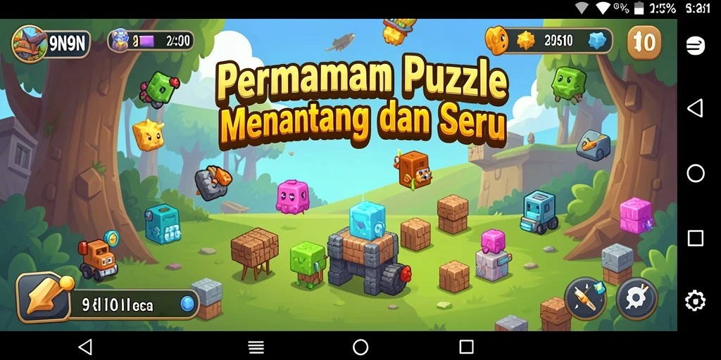 Screenshot gameplay 9N9N yang menampilkan teka-teki puzzle menarik.