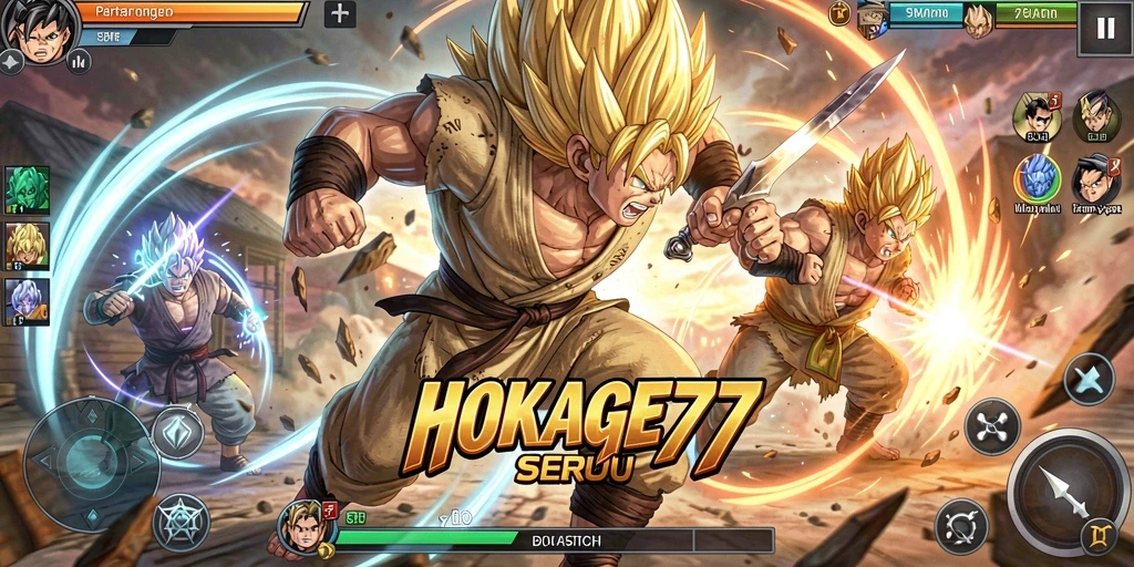 Tampilan seru dari gameplay HOKAGE77 dengan aksi pertarungan yang mendebarkan.