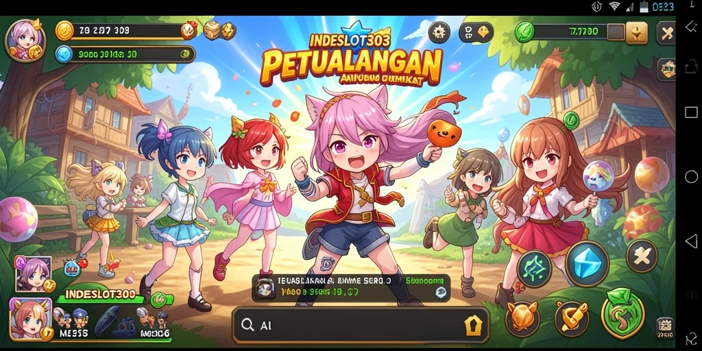 Tangkapan layar utama INDESLOT303 menampilkan aksi seru karakter anime.