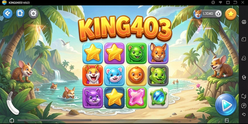 Tampilan gameplay KING403 yang penuh warna dan seru.