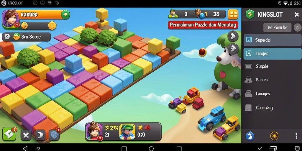 Tampilan gameplay menarik dari KINGSLOT dengan berbagai puzzle menantang.