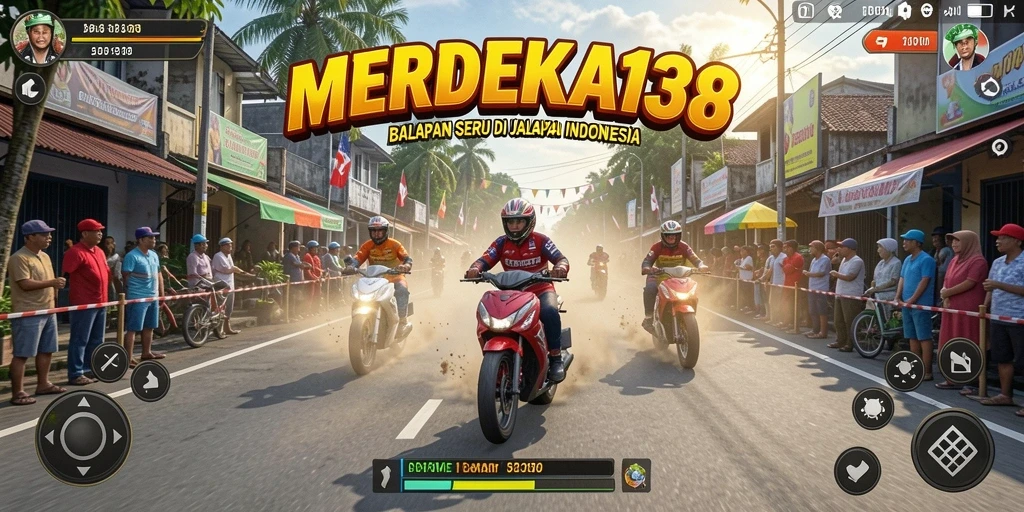 Gameplay balapan seru di MERDEKA138 menunjukkan aksi mendebarkan.
