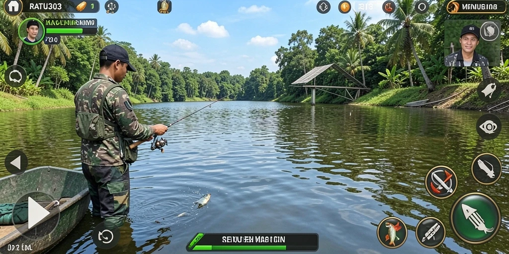 Tampilan gameplay REALISTIS dalam RATU303 saat memancing ikan.