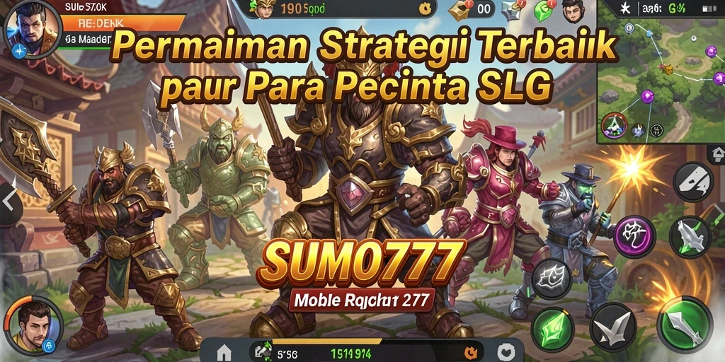 Tangkapan layar utama SUMO777 menunjukkan pertempuran yang mendebarkan dalam game SLG.