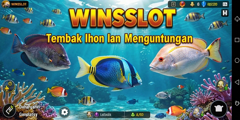 Screenshot utama WINSLOT menampilkan aksi seru berburu ikan.